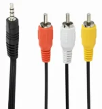 Gembird jack AV 3.5mm 4-pin, cable Jack AV 3.5mm male - 3x RCA male 2m black (CCA-4P2R-2M) – slika 2