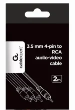 Gembird jack AV 3.5mm 4-pin, cable Jack AV 3.5mm male - 3x RCA male 2m black (CCA-4P2R-2M)