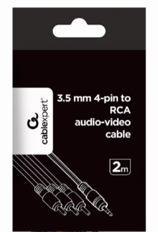 52332 Gembird jack AV 3.5mm 4-pin, cable Jack AV 3.5mm male - 3x RCA male 2m black (CCA-4P2R-2M)