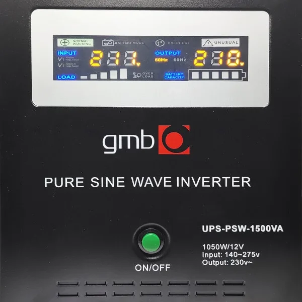 UPS-PSW-1500VA GMB LONG, čist sinusni pretvarač sa produzenom autonomijom 1050W-220V/12V