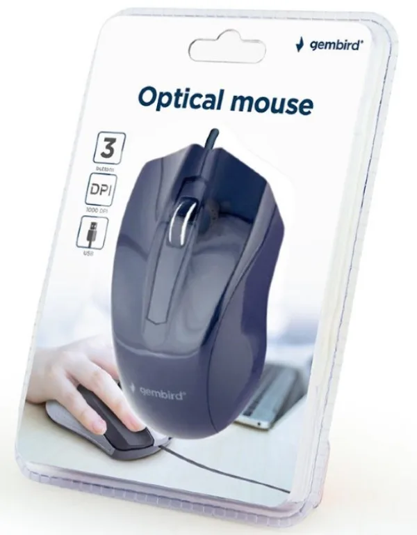 Gembird Opticki miš 1000Dpi 3-button black 116mm USB (MUS-3B-01)