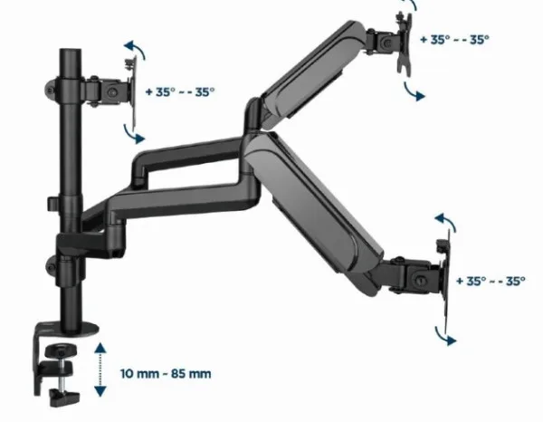 Gembird Podesivi stoni držač za monitor sa tri ruke, tilt, 17-27 max.7kg (MA-DA3-01)