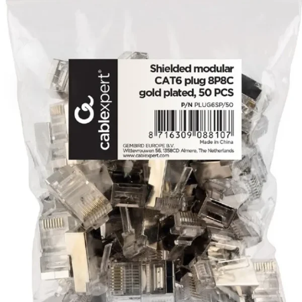 Gembird Shielded modular CAT6 FTP konektor, 50 u pakovanju RJ45 / CENA PO PAKOVANJU (PLUG6SP/50)