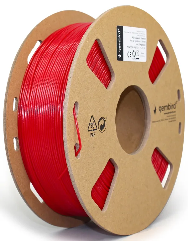 PETG Filament za 3D štampač 1.75mm, kotur 1KG RED (3DP-PETG1.75-01-R)