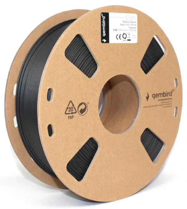 3DP-PLA+1.75-02-BK PLA-PLUS Filament za 3D štampač 1,75mm kotur 1KG Black (jaci od standardnog PLA)