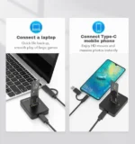 DD-U3M2 Gembird Desktop USB Type-C M.2 SATA & NVME SSD drive docking station, black - Slika 3