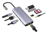 A-CM-COMBO9-06 ** Gembird USB-C 9-in-1 multi-port RJ45+USB3.0+SD+USB-C+HDMI+USB2.0+3,5mm - Slika 4