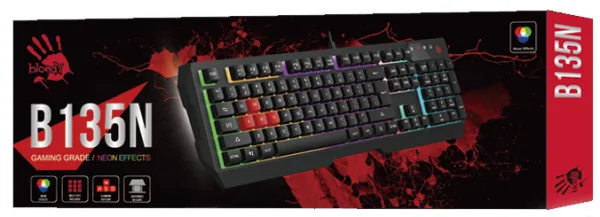 A4Tech Bloody Gejmerska svetleca tastatura(NEON LED), black, USB, US layout (A4-B135N)