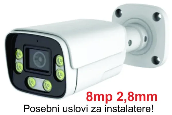GMB kamera 8mp P6SLite 2.8mm-F1.6 Starlight POE IP66 Dual LED 6xIR+6xFull Color MIC (CAM-IP8MP-HAQ60D)