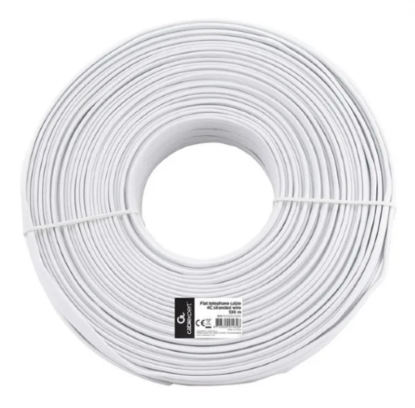 Gembird Flat Telefonski kabl, 4 zice, 100m White (TC1000S-100M)
