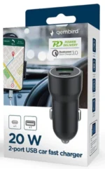 TA-UC-A2PDQC20-CAR-01 Gembird 2-port USB car fast charger, Type-C PD, 20 W, black - Slika 5