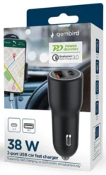 TA-UC-AC2PDQC38-CAR-01 Gembird 2-port USB brzi punjac za auto, Type-C PD, 38W, black - Slika 9