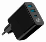 Gembird GaN USB brzi punjač, 30W 3-port (2xUSB-A+ USB-C), LCD, black (TA-UC-PDQC30LCD-BK-02)