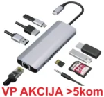 A-CM-COMBO9-06 ** Gembird USB-C 9-in-1 multi-port RJ45+USB3.0+SD+USB-C+HDMI+USB2.0+3,5mm - Slika 3