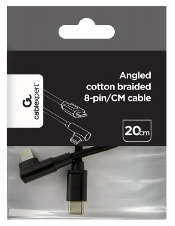 Gembird kabl USB-C na 8pin pod uglom 0,2m Black (CC-USB2-CMLML-0.2M)