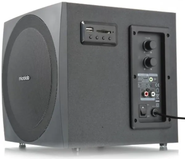 Microlab M300BT Drveni 2.1 38W RMS(14W,2x12W) SD, USB, FM, BLUETOOTH, black, 3.5mm
