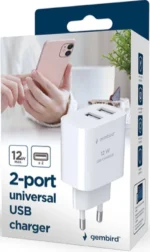 Gembird 2-port univerzalni USB punjač, 2.4 A, black 12W (TA-UC-2A12-01-BK)