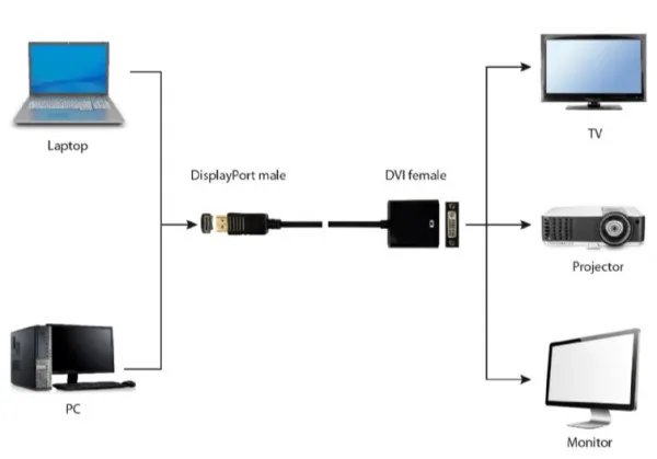 Gembird DisplayPort to DVI adapter cable, black (A-DPM-DVIF-002)