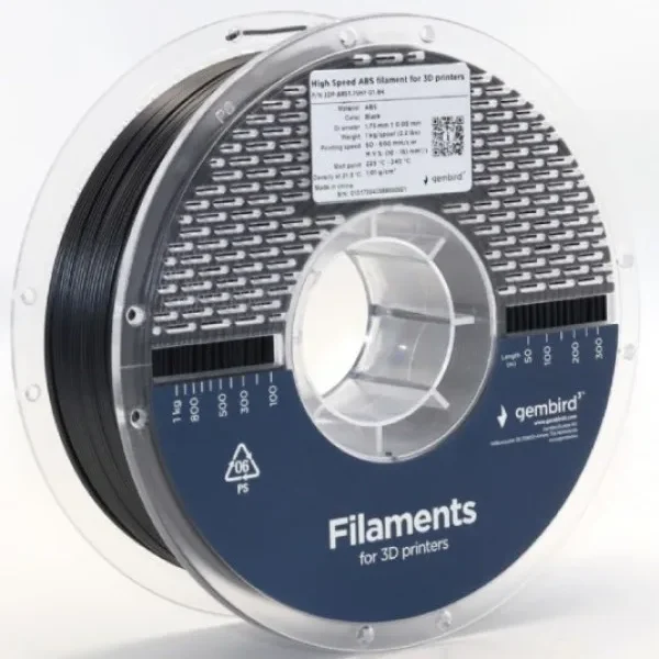 ABS filament velike brzine za 3D štampač 1.75mm, kotur 1KG BLACK (3DP-ABS1.75HY-01-BK)