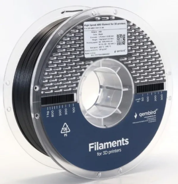 ABS filament velike brzine za 3D štampač 1.75mm, kotur 1KG BLACK (3DP-ABS1.75HY-01-BK)
