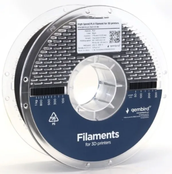 PLA filament velike brzine za 3D štampač 1.75mm, kotur 1KG BLACK (3DP-PLA1.75HY-01-BK)