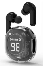 Gembird bluetooth V5.4 slušalice, TWS, LCD, Transparent, black (TWST-01-BK)