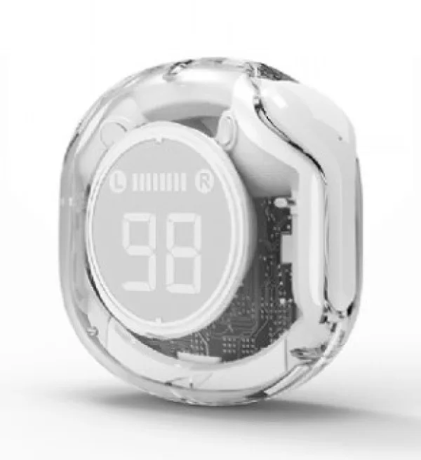 Gembird bluetooth V5.4 slušalice, TWS, LCD, Transparent, white (TWST-01-W)