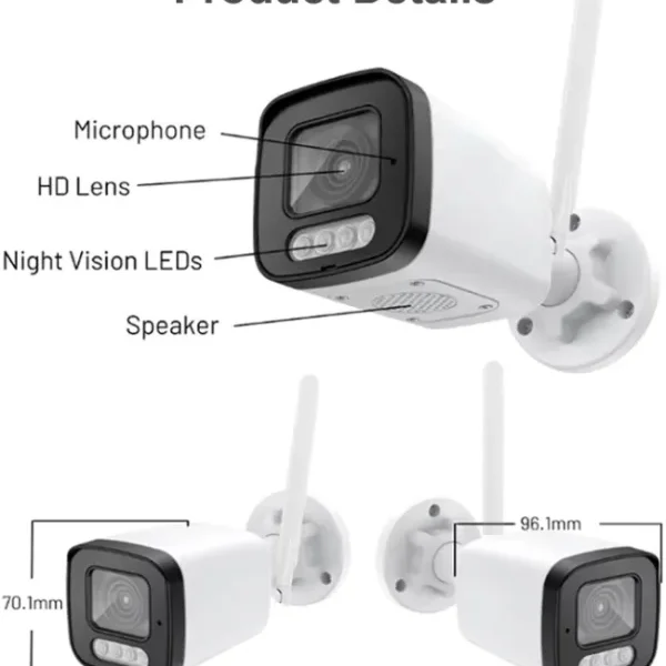 GMB kamera 5MP, H.265 WiFi Camera, Metal, ICSEE App 2pcs IR LED+2pcs White LED, 2.8mm (CAM-IP5MP-B6)