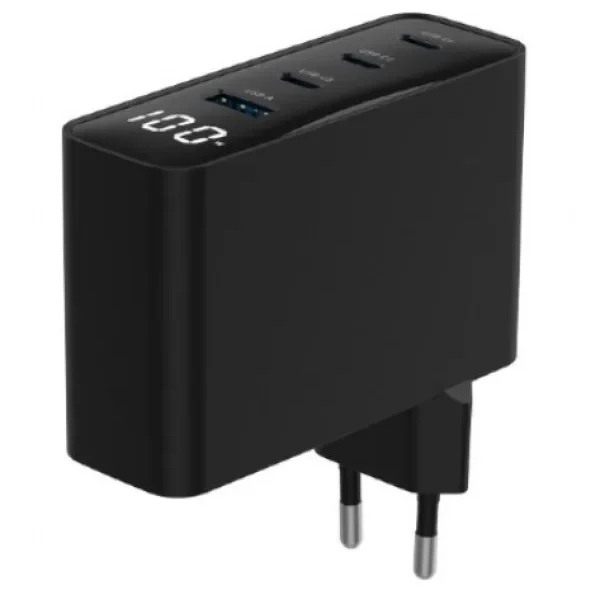 Gembird 4-port 100W GaN USB fast charger, LCD, black (TA-UC-PDQC100LCD-01-BK)