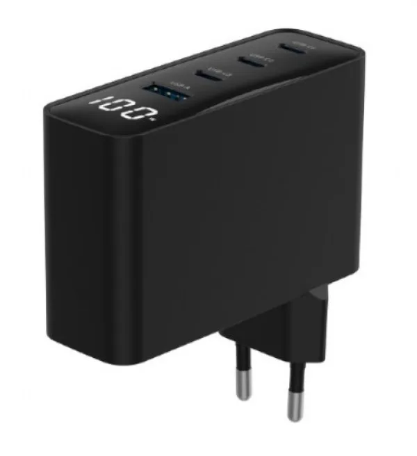 Gembird 4-port 100W GaN USB fast charger, LCD, black (TA-UC-PDQC100LCD-01-BK)