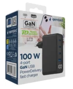 Gembird 4-port 100W GaN USB fast charger, LCD, black (TA-UC-PDQC100LCD-01-BK) - Slika 5