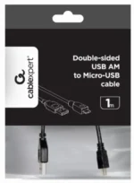 Gembird Double-sided USB 2.0 AM to Micro-USB cable, black, 1 m FO (CC-mUSB2D-1M) - Slika 7
