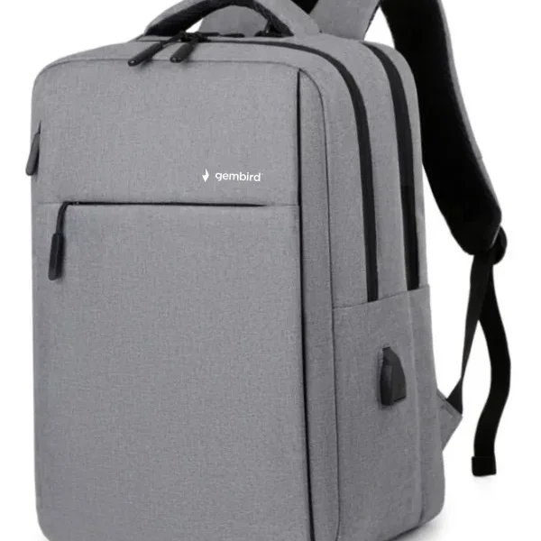 Gembird Ranac poslovni Sivi za laptop 15,6inc 41x30x15cm USB konektor, 950g (NCC-15-KLB012)