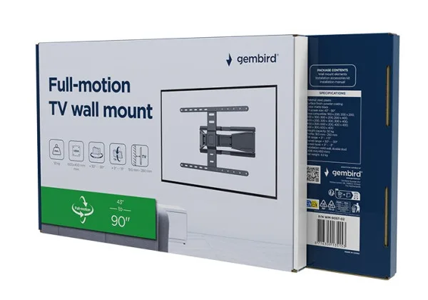 Gembird TV nosač okretanje/tilt 43-90 VESA max.60x40cm, max 50kg, držač (WM-90ST-02)