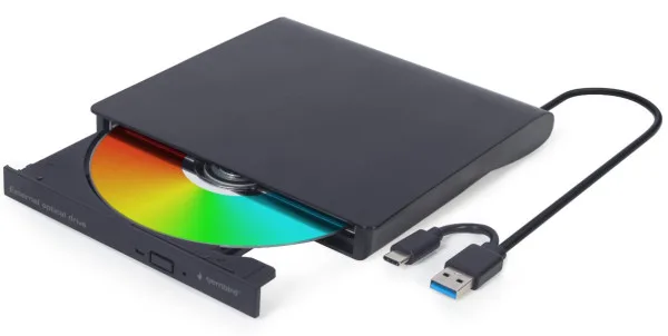 Gembird eksterni USB 3.1 CD/DVD drive Čitač-rezac, USB + USB-C, black (DVD-USB-031)