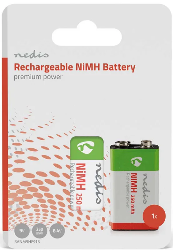 Punjiva NiMH baterija E-Block 8,4 V DC, 250 mAh, 1 pakovanja, 6LR61 (BANM9HF91B)