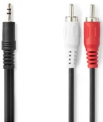 CAGL22200BK15, Stereo audio kabl 3,5 mm muški, 2x RCA muški, Niklovani, 1,50 m, Crni – slika 3