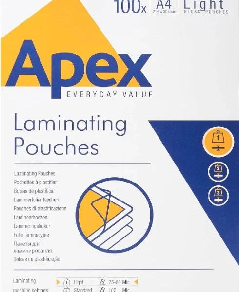 Folija za plastifikaciju A4 80mic Apex light gloss (papir za laminaciju) 100listova