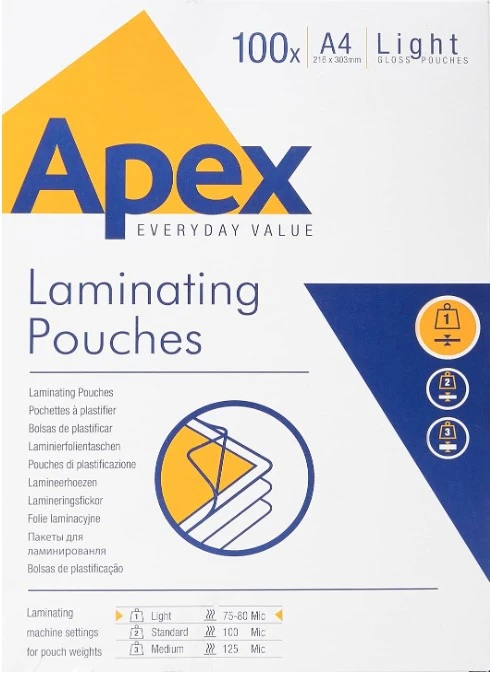 75384 Folija za plastifikaciju A4 80mic Apex light gloss (papir za laminaciju) 100listova