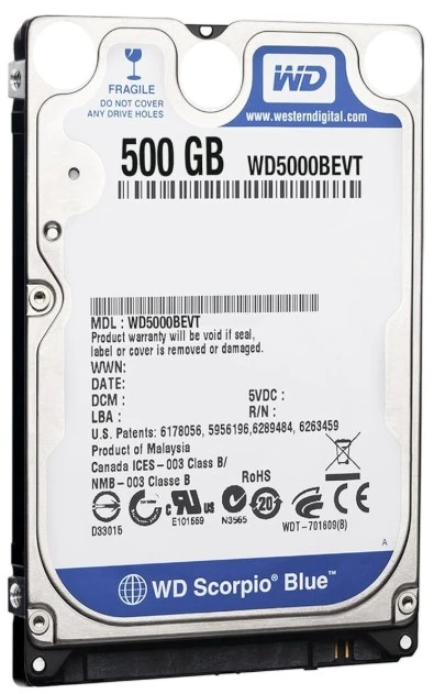 Hard disk 2.5" 500GB WD5000BEVT BLUE scorpio 5400rpm 8mb SATA 9.5mm