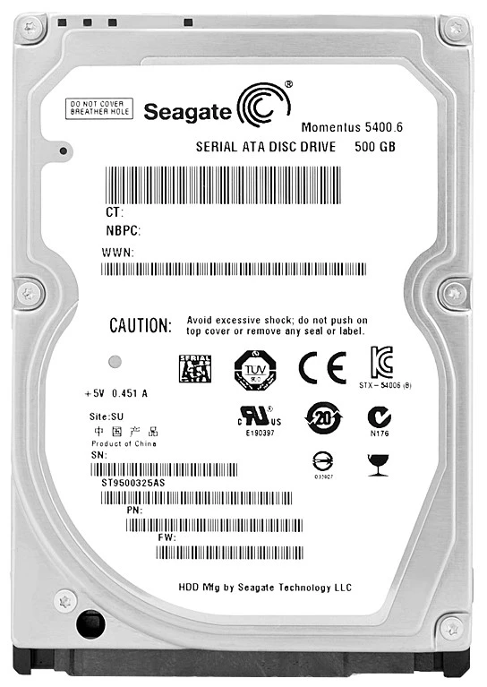 Hard disk 2.5" 500GB ST9500325AS SEAGATE 5400rpm 8mb SATA 9.5mm
