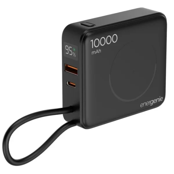Gembird 20 W prenosni punjaè sa brzim punjaèem i bežiènim punjaèem, 10000 mAh, crni (PB10-WPC15-LCD-01)
