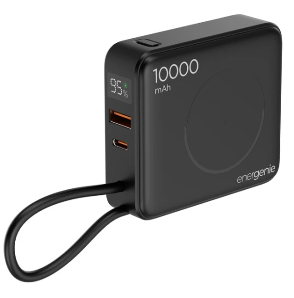 Gembird 20 W prenosni punjaè sa brzim punjaèem i bežiènim punjaèem, 10000 mAh, crni (PB10-WPC15-LCD-01)