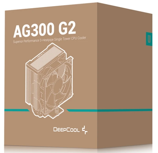DeepCool AG300 G2,3-Heatpipe Single Tower CPU kuler,12 V,100×94×125 mm,2300 RPM, LGA1851/1700, AM5/AM4