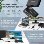 Kettz KT-DP201 Displayport Switch i Spliter V1.4 2in1 out 1in2 out