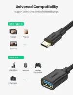 UGREEN US154 Tip C na USB 3.0 ženski OTG kabl 0.15m - Slika 2
