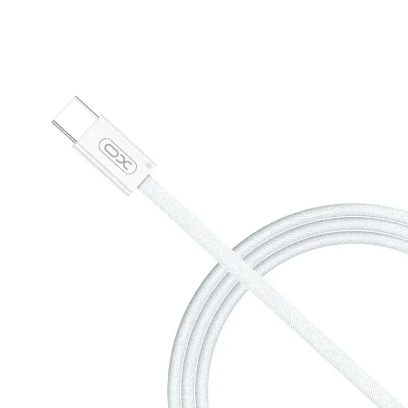 XO NB-Q260B Tip C na Tip C kabl – beli pleteni 1.5m 60W