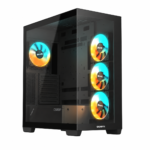 Gigabyte GB-C500P ST kućište, pogled spreda i sa strane, bela pozadina