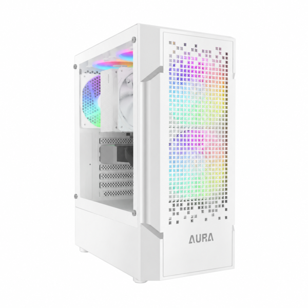 Gamdias Aura GC7 ARGB White kućište, bela pozadina