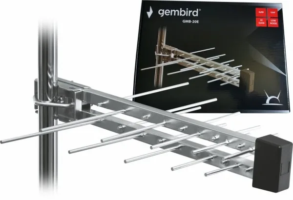 GMB-20E sa kutijom Gembird Antena Loga UHF sa RF-Konektorom, 20elemenata, dužina 39cm, 6dB alu 562